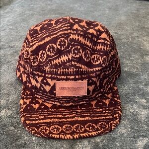 Obey Patterned Hat - Brown and Black